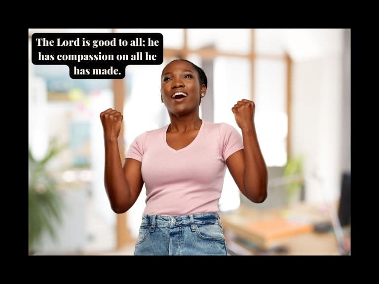Lady rejoicing at a Bible verse about love