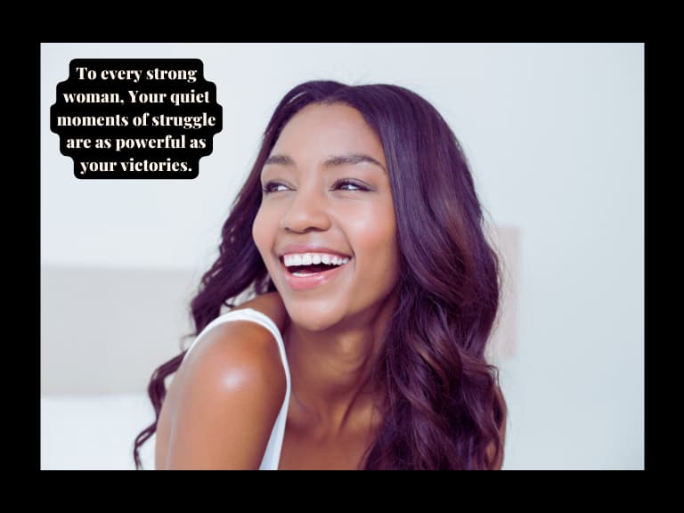 A strong independent woman smiling for quotes about being a strong woman
