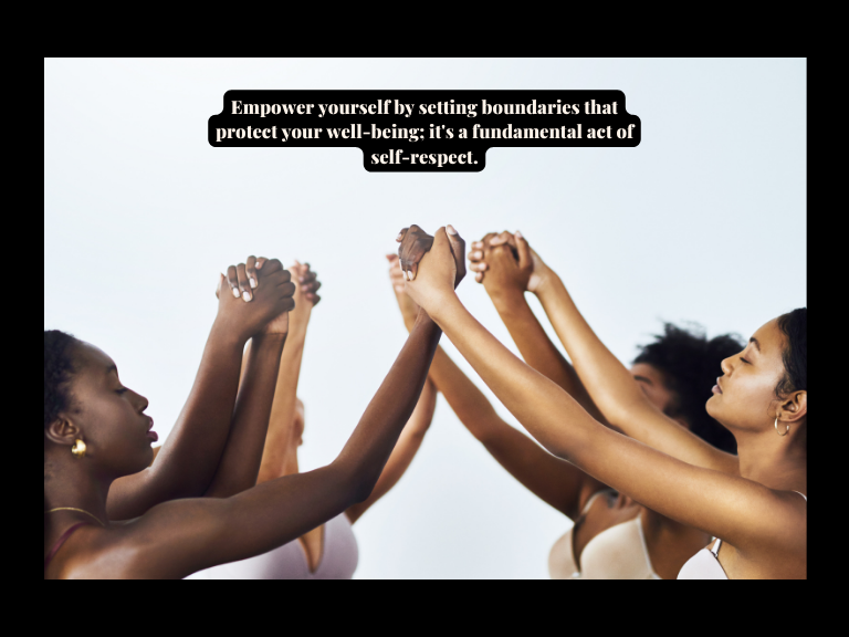 empower female quotes that are funny on an image on women holding their hands up in unity