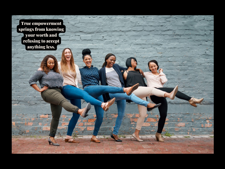 short inspirational quote surrounded by women who are empowered image